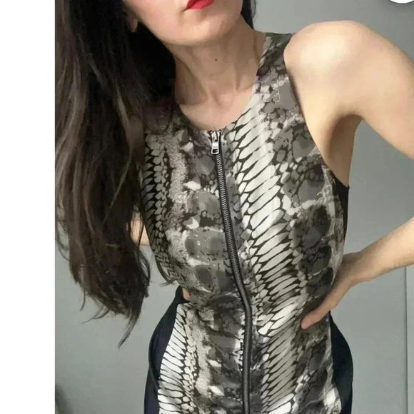 Armani Exchange A|X Snakeskin Print Zipper Dress – Size 2 - Picture 7 of 12